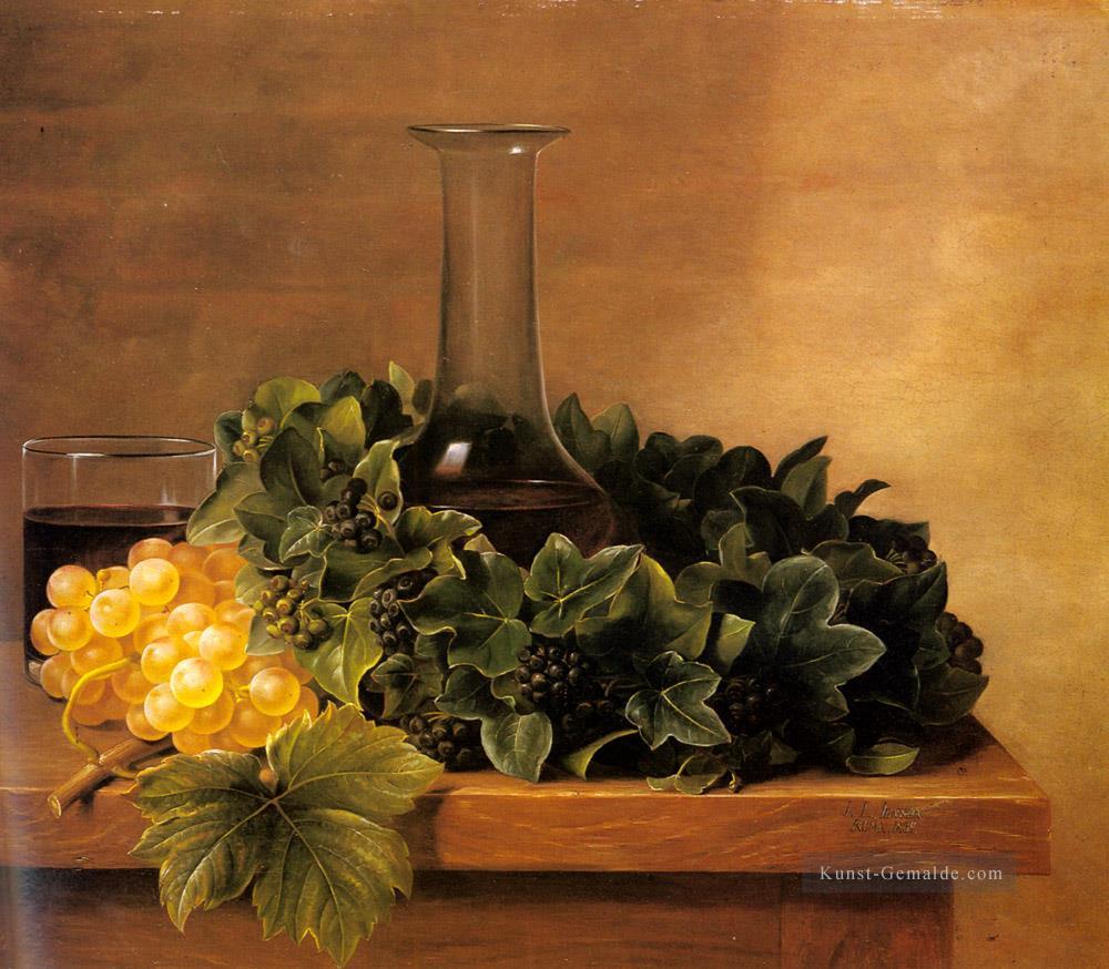 Ein Stillleben mit Trauben und Wein auf einem Tisch Blume Johan Laurentz Jensen Blume Ölgemälde